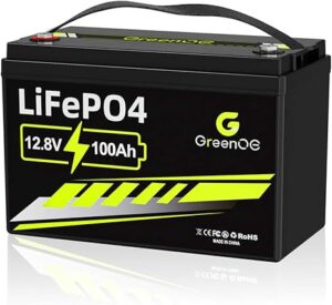 Batería de litio de ciclo profundo LiFePO4 de 12 V y 100 Ah, BMS integrado de 100 A, ideal para almacenamiento de energía en el hogar sistemas solares.